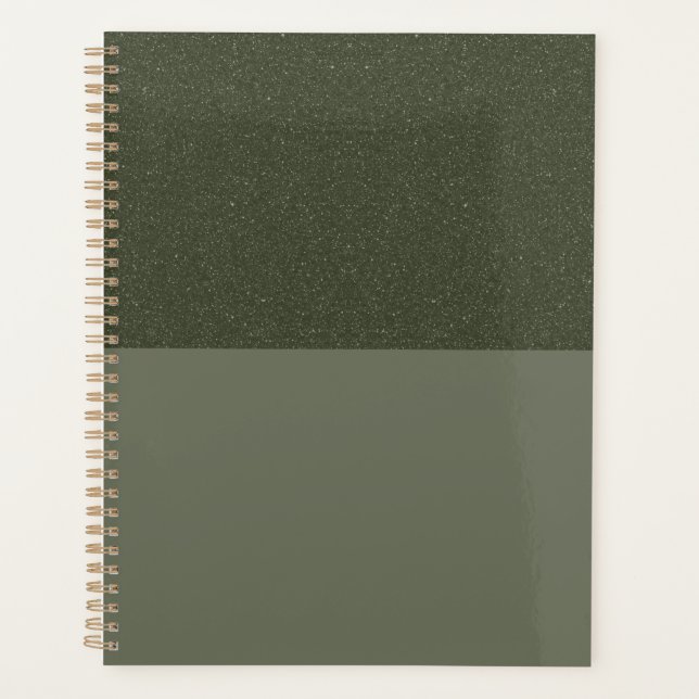 Bold Moss Green Textured Planner – Customizable (Front)