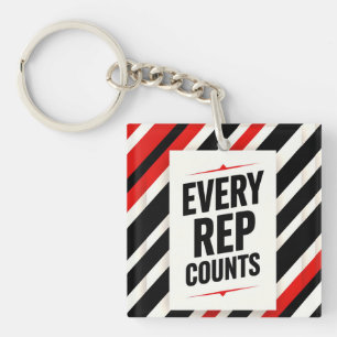 Bold Motivational Poster – “EVERY REP COUNTS” Keychain