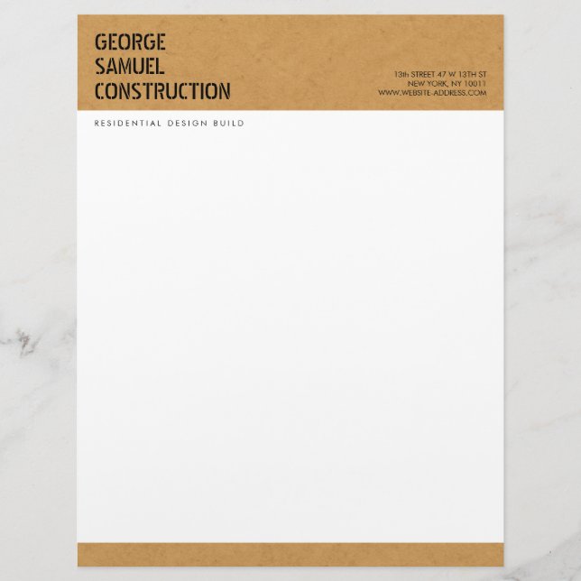 Bold Moulded Particle Board Construction Business Letterhead (Front)