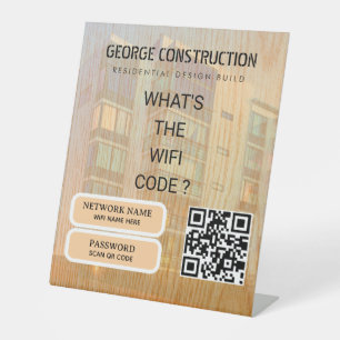 Bold Moulded Wooden Texture Construction Business Pedestal Sign