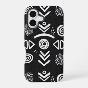 Bold Mud Cloth – Black & White Pattern iPhone 16 Case