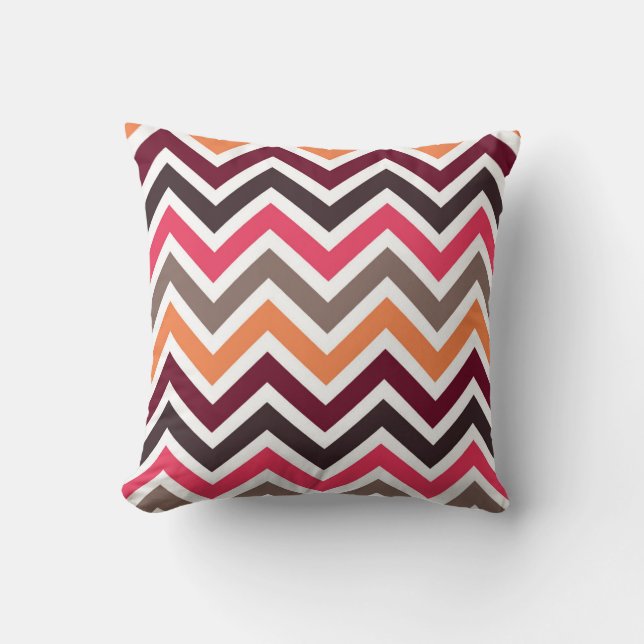 “Bold Multi-Color Chevron Pattern** Throw Pillow (Front)
