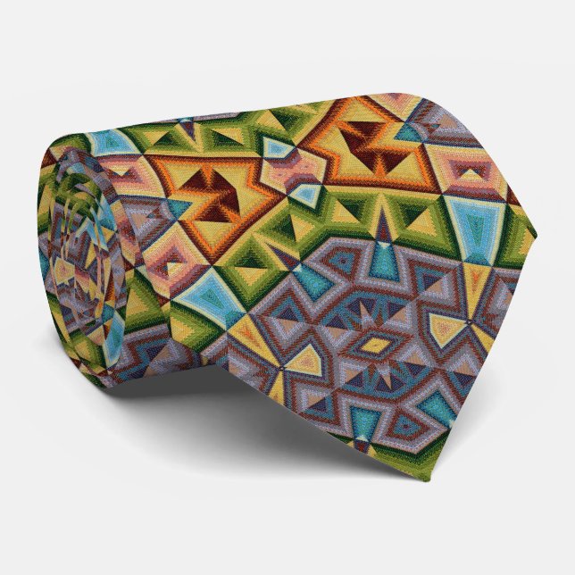 Bold Multi-colour Abstract Tribal Look Tie (Rolled)