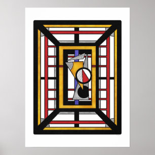 Bold Multicolor Deco Geometric Abstraction Poster