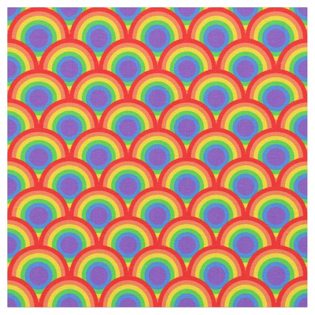Bold Multicolor Retro Arc Pattern Fabric (Close Up)