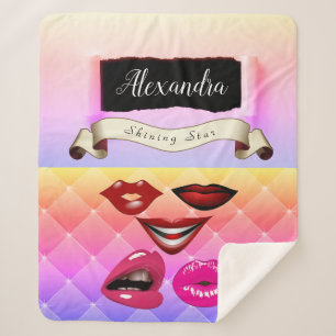 Bold Multicolored  Modern Retro Pop Collage Sherpa Blanket