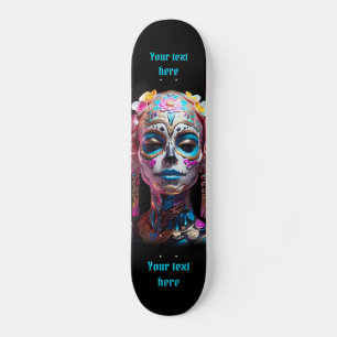 Bold Multicolored Sugar Skull  Skateboard