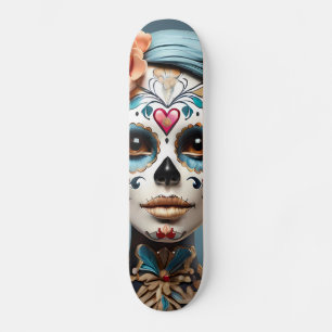 Bold Multicolored Sugar Skull Skateboard
