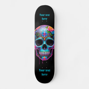 Bold Multicolored Sugar Skull  Skateboard