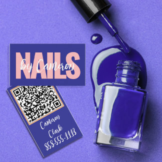 Bold Nail Artist Purple Background Script Type Business Card