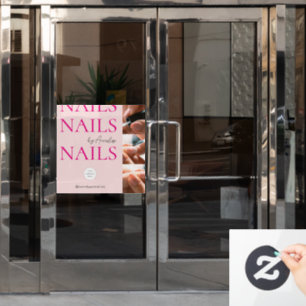 Bold Nails Blush Pink Logo Photo Makeup Studio  Window Cling
