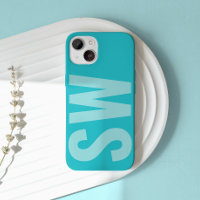 Bold Name Initials Aqua Blue Custom Monogram