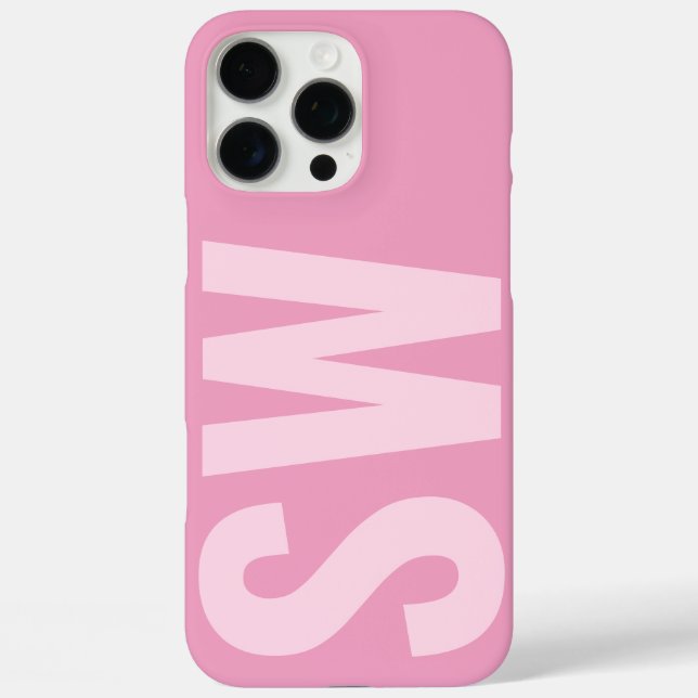 Bold Name Initials Girly Baby Pink Custom Monogram Case-Mate iPhone Case (Back)