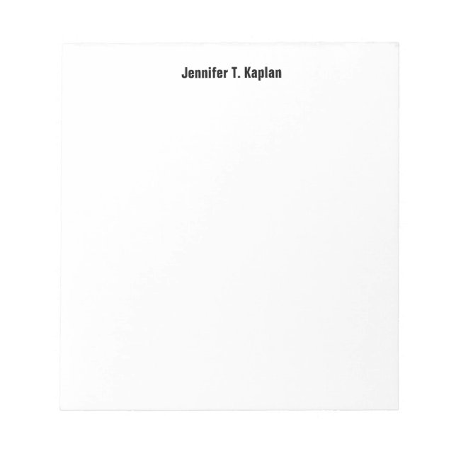 Bold Name Plain Simple Professional Modern Minimal Notepad (Front)