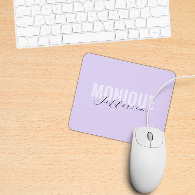 Bold Name Script Modern Lilac Lavender Monogram Mouse Pad (Creator Uploaded)