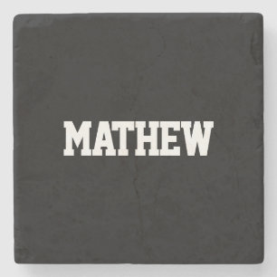 Bold Names Black & White Stone Coaster