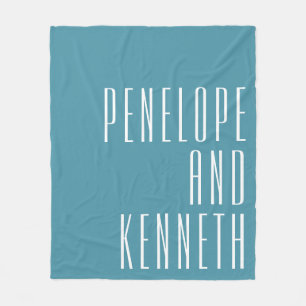 Bold Names Retro Typography Colourful Teal Wedding Fleece Blanket