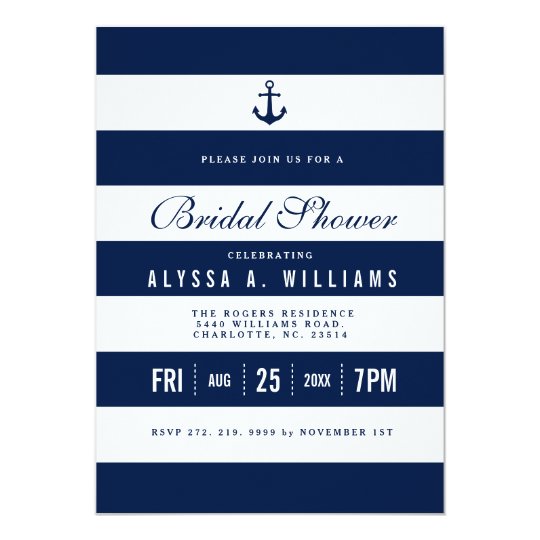 Bold Nautical Theme Bridal Shower Invitation