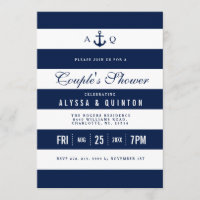 Bold Nautical Theme Couples Shower Invitation