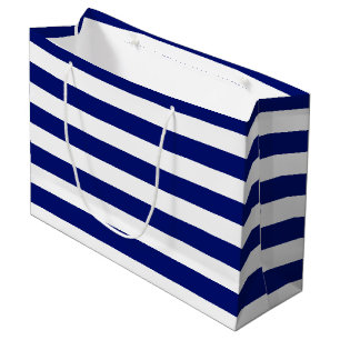 Bold Navy and White Horizontal Stripes Large Gift Bag