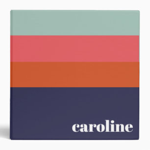 Bold Navy Blue and Red Stripes Chic Personalized Binder