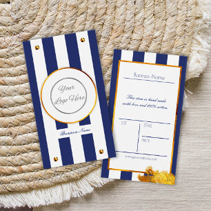 Bold navy blue gold with logo product price tag