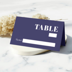 Bold Navy Blue Minimalist Wedding Guest Place Card