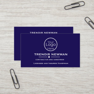 Bold Navy Blue Professional Handyman Services Business Card