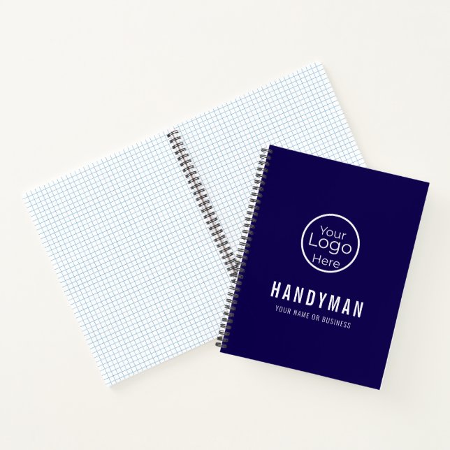 Bold Navy Blue Professional Handyman Services Notebook (Inside)