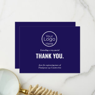 Bold Navy Blue Professional Handyman Services Thank You Card