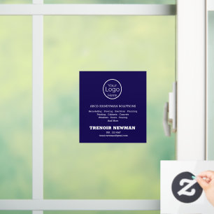 Bold Navy Blue Professional Handyman Services Window Cling