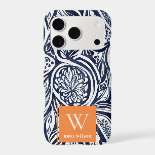 Bold Navy Rust Abstract Classy Botanical Monogram