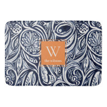 Bold Navy Rust Abstract Classy Botanical Monogram