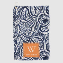 Bold Navy Rust Abstract Classy Botanical Monogram