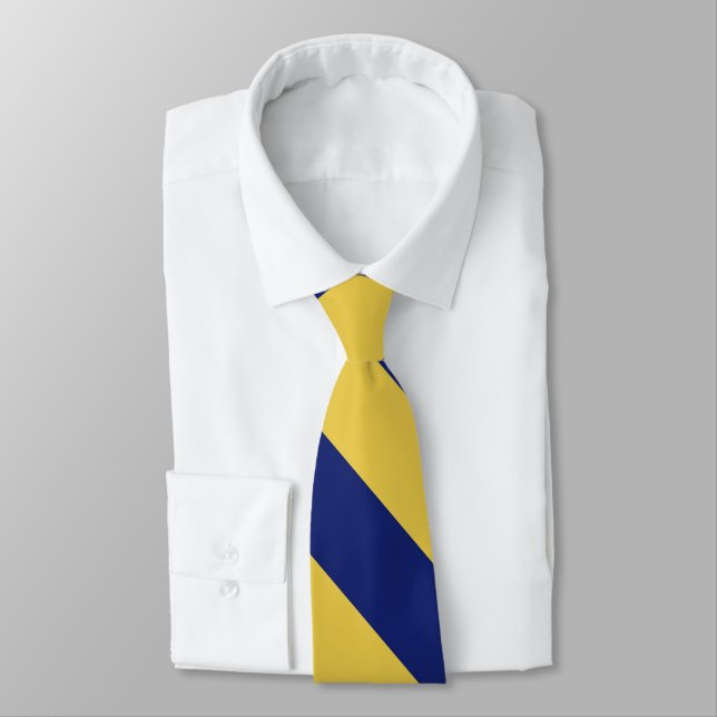  Bold Navy Yellow Striped Tie (Tied)