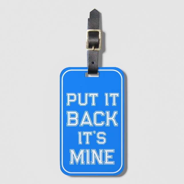 Bold Neon Blue Funny Luggage Tag (Front Vertical)