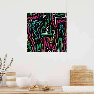 Bold Neon Contrast Party Abstract Poster