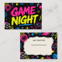 Bold Neon Graffiti Game Night Place Cards