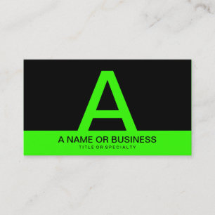 bold neon green monogram business card