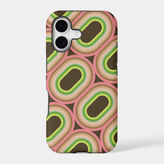 Bold Neon Pink & Green Rings Abstract Mod Pattern
