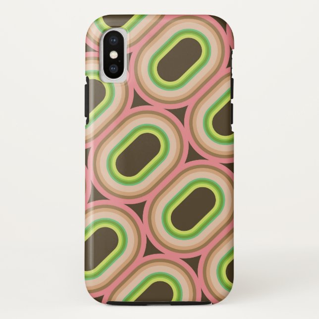 Bold Neon Pink & Green Rings Abstract Pattern Case (Back)