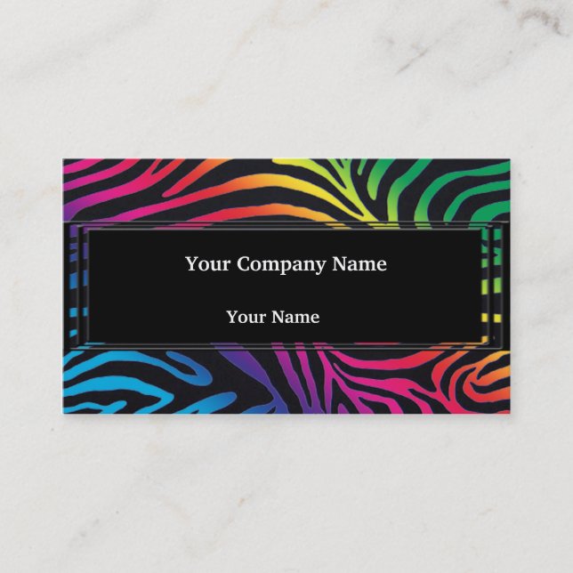 Bold Neon Zebra Stripes Business Card (Front)
