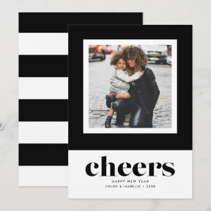 Bold New Year's Cheers Single Photo Holiday Card