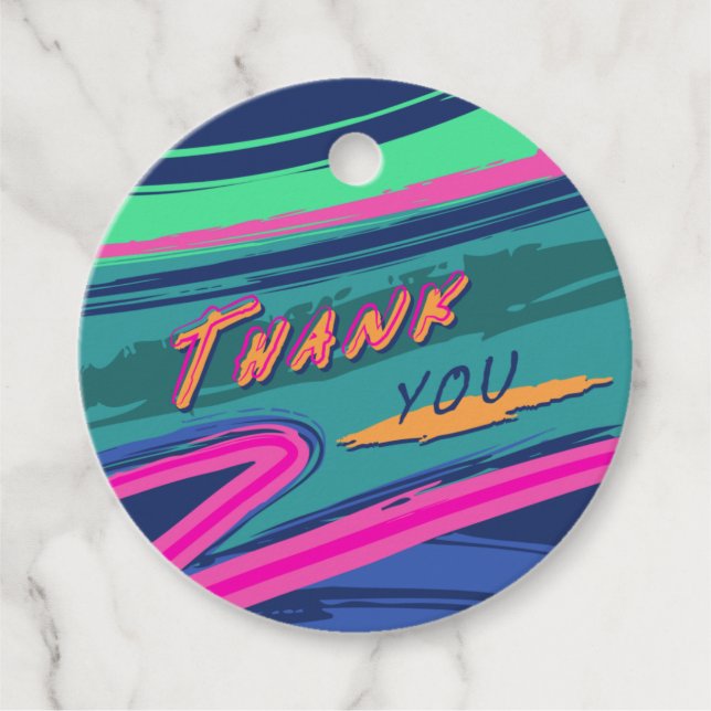 Bold Nineties Thank You Favour Tags (Front)
