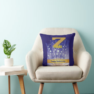 Bold Numeral - 7 Year CUSTOM 12 Step Anniversar Throw Pillow