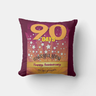 Bold Numeral - 90 Days CUSTOM 12 Step Anniversary Throw Pillow