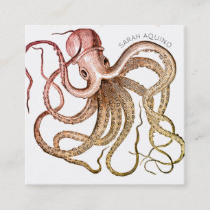 Bold Octopus With Curved Typeface Square Business Card