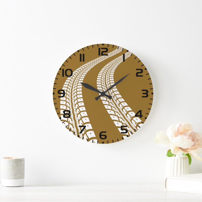 Bold Off-Road Tire Track Rugged Automotive Large Clock (Creator Uploaded)