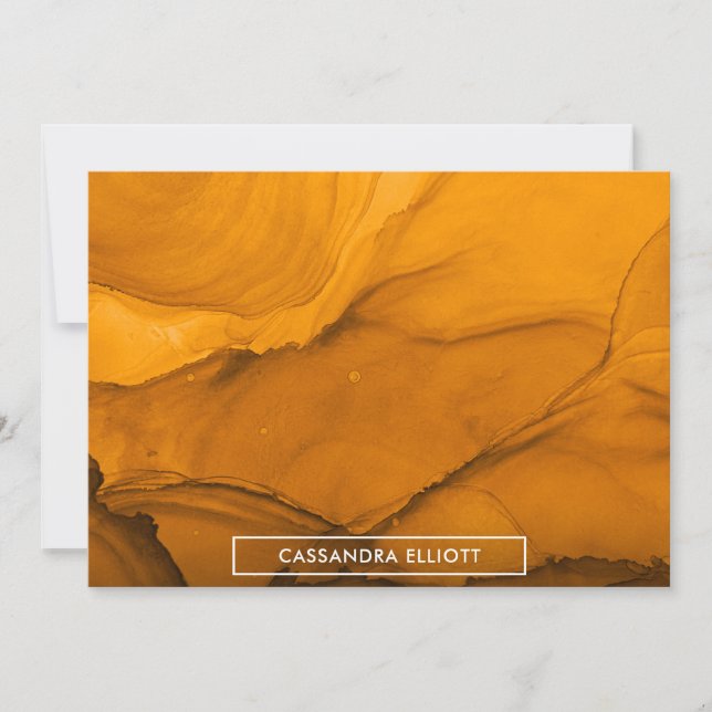 Bold Orange Alcohol Ink Liquid Abstract Art Thank You Card (Front)