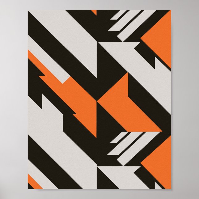 Bold Orange and Black Geometric Design Poster (Front)